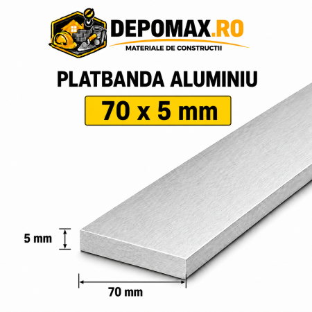 Platbanda aluminiu 70 x 5 mm, 6 metri (EN-AW 6060)